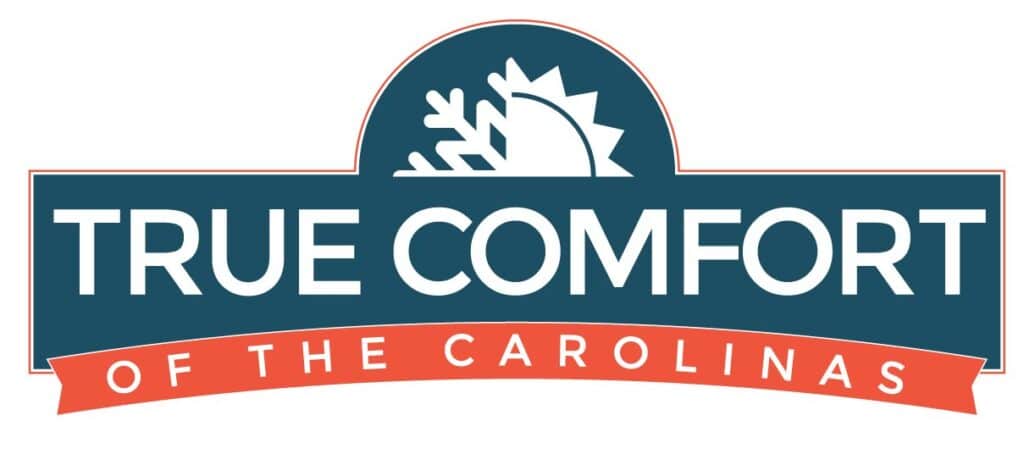 Logo for True Comfort of the Carolinas with sun and snowflake graphic above the text.
