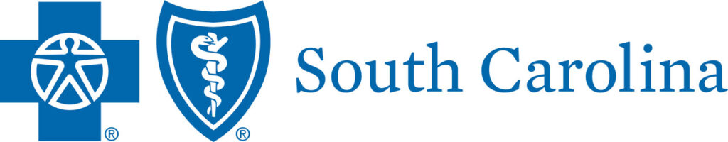 BlueCross BlueShield logos next to the words “South Carolina” in blue text.