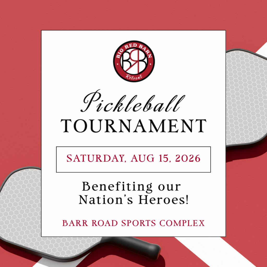 Pickleball tournament flyer for August 15, 2026, at Barr Road Sports Complex, benefiting veterans.
