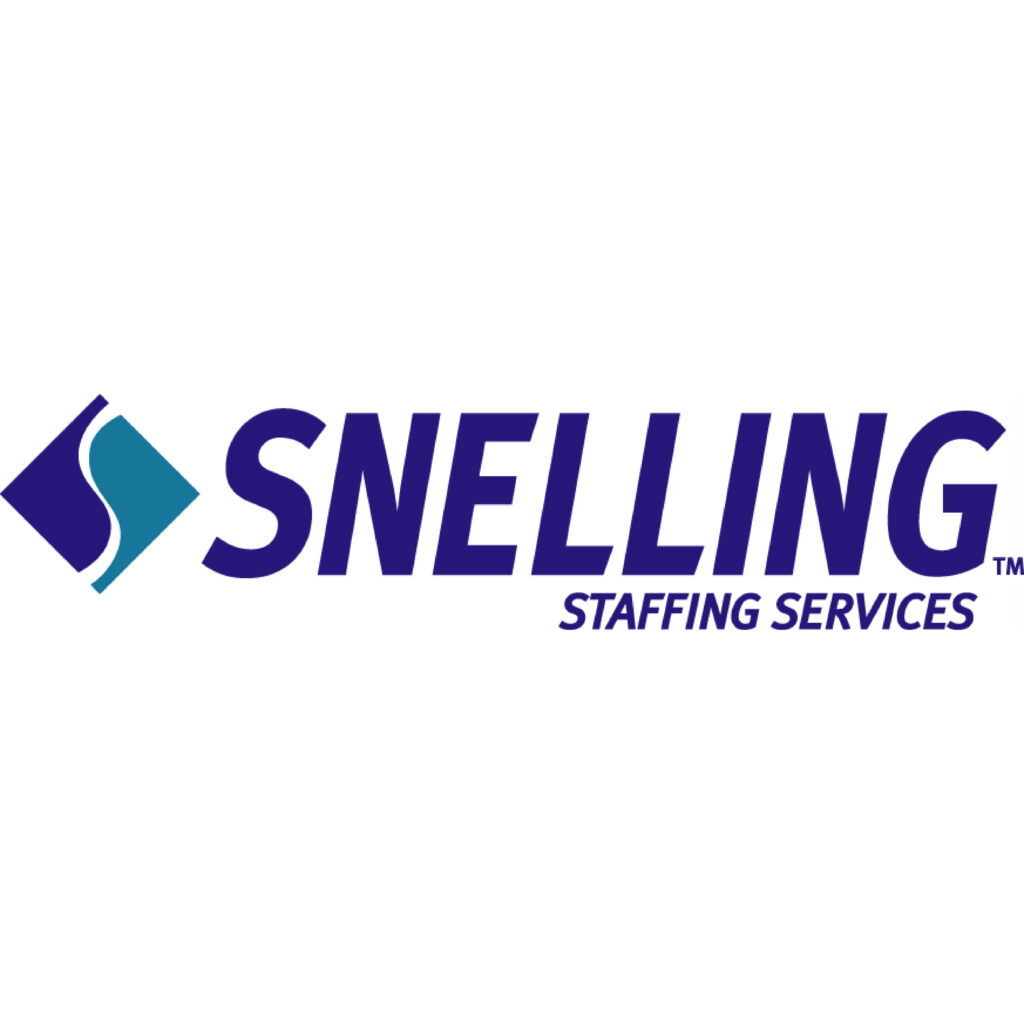 Snelling Staffing Services logo with blue diamond icon and bold, purple text on a white background.