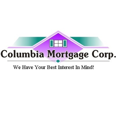 Logo of Columbia Mortgage Corp. with a house graphic and the slogan We Have Your Best Interest In Mind!.