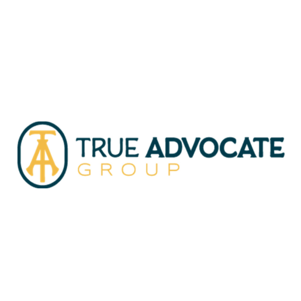 True Advocate Group logo with stylized TA in a circle and text in blue and gold on a white background.